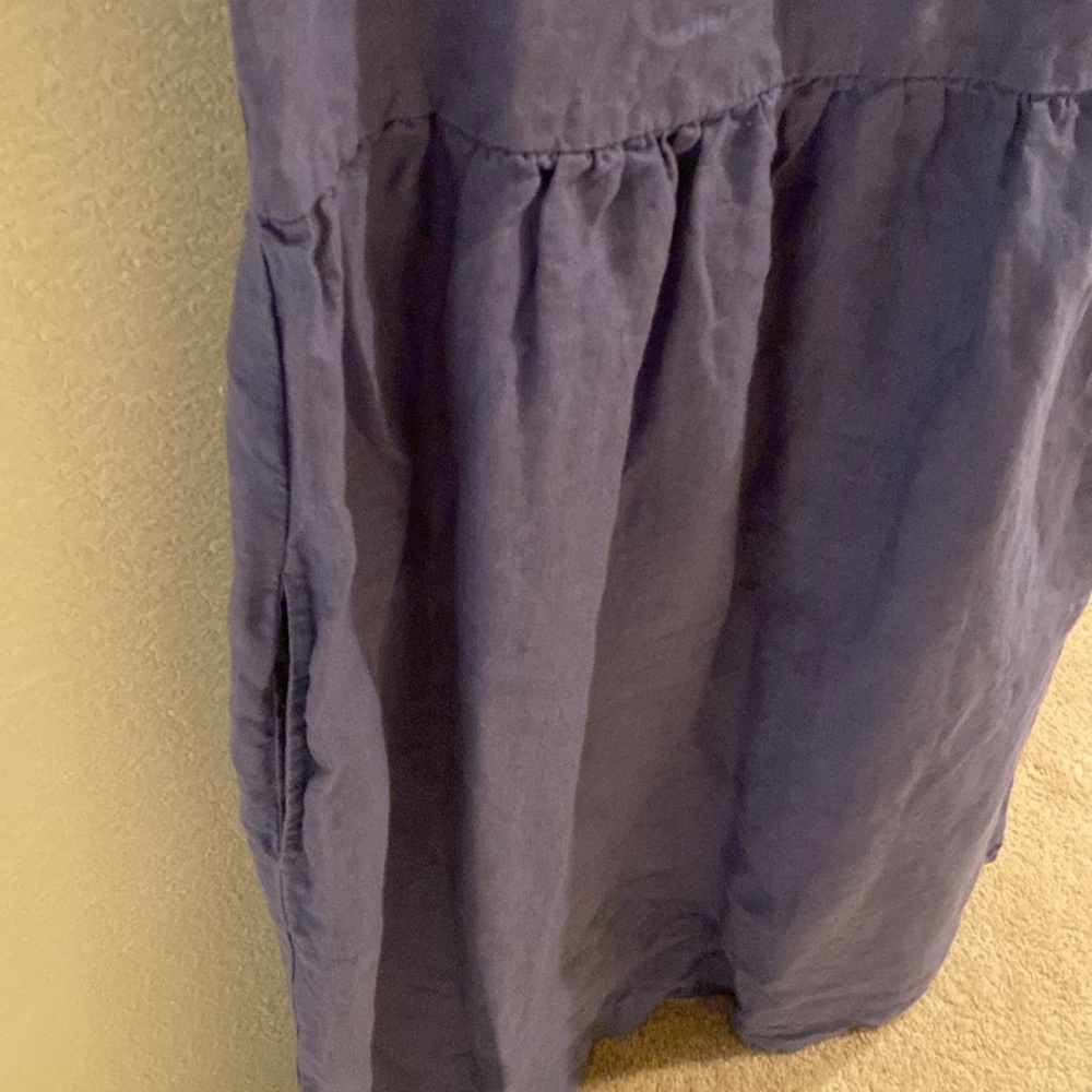 Periwinkle Ruffle Linen Dresss - Picture 3 of 8